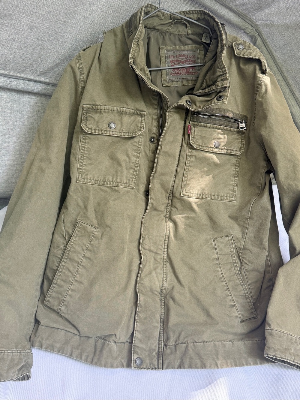 Levi's Men's Military Field Jacket Olive Green Medium Canvas Utility Size M